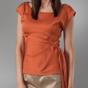 Diane Von Furstenberg Orange Silk Blouse 2